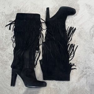 Black fringe boots